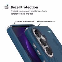 Speck Presidio2 Grip Magnet - Samsung Galaxy S26 MagSafe dėklas (Deep Sea/sidabrinis Metallic/Spell mėlynas)