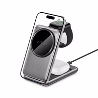 QI15W-A42 3in1 indukcinis įkroviklis su MagSafe Apple įrenginiams - pilkas