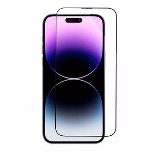 5D pilno klijavimo grūdintas stiklas iPhone 14 Pro Max juodas + aplikatorius