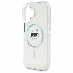 Karl Lagerfeld IML Metal Choupette Head Magnetinis iPhone 16 dėklas - baltas