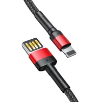 Baseus Cafule Dvipusis USB Lightning kabelis 2,4A 1m (juodas+raudonas)