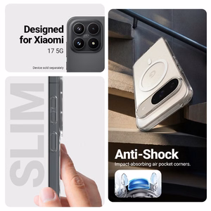 Crong Hybrid Clear Magnetic MagSafe dėklas, skirtas Xiaomi 17, skaidrus