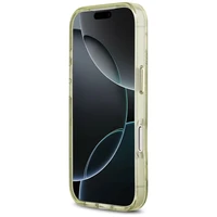 GUESS dėklas telefonui IPHONE 17 Pro Max, suderinamas su MagSafe GUHMP17XHFLPEDN (IML metalizuotos blizgios gėlės trikampis) žalias