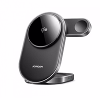 Belaidis įkroviklis Joyroom "JR-W17 3in1" juodas 15W Qi2 (skirtas iPhone / Apple Watch / Airpods)