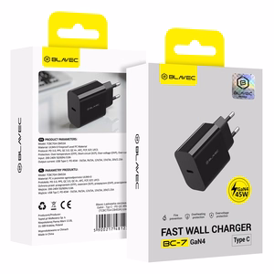 Blavec Sieninis įkroviklis BC-7 GaN4 - Type C - PD QC 45W 3A (TCBC7G4-CB453A) juodas