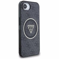 Guess IML Metal Glitter 4G Circle Triangle Magnetinis dėklas telefonui iPhone 16e - juodas