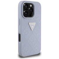 Guess Hot Stamp 4G Pattern Triangle Metal Logo dėklas telefonui iPhone 16 Pro Max - violetinis
