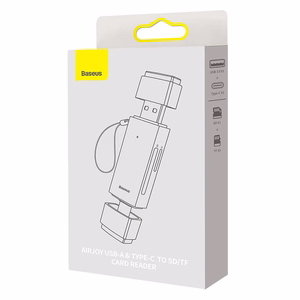Baseus Lite Series SD/TF atminties kortelių skaitytuvas, USB + USB-C (pilkas)