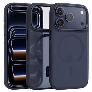 Liavec Cloudy dėklas su metaliniu kameros rėmeliu, skirtas Iphone 17 Pro tamsiai mėlynas (kameros valdymo mygtukas)