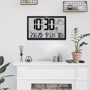 Ypač didelis LCD sieninis laikrodis „GreenBlue GB218“ su orų stotele, temperatūros ir datos rodymu