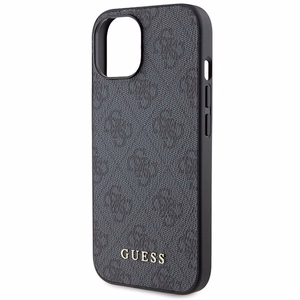 Guess 4G Metal Gold Logo dėklas telefonui iPhone 15 - pilka