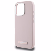 Karl Lagerfeld FW Metal Plate magnetinis dėklas telefonui iPhone 16 Pro - rožinis