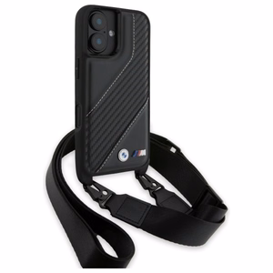 BMW M Edition Carbon Stripe & Strap Dėklas telefonui Apple iPhone 16 Plus - juodas