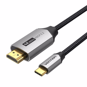 Vention USB-C į HDMI kabelis 4K@60Hz apipintas 2 m PILKAS