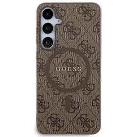 Guess 4G Collection Odinis Metalinis Logotipas Magnetinis dėklas telefonui Samsung Galaxy S24+ - rudas