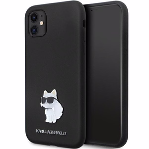 Karl Lagerfeld KLHCN61SMHCNPK dėklas telefonui iPhone 11 / Xr - juodas silikoninis C metalinis kaištis