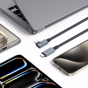 Tech-Protect UltraBoost Max L кабель USB-C 4.0 (прямой) USB-C 4.0 (угловой) PD 240W 8K 40Gbps 1.5м - серый