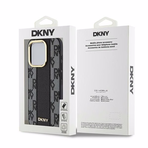 DKNY Odinis langeliais raštuotas magnetinis dėklas iPhone 15 Pro - juodas
