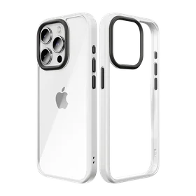 Rock Guard serijos dėklas Iphone 15 Plus permatomas-baltas