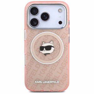 Karl Lagerfeld IML Choupette Head Logo Magnetinis dėklas telefonui MagSafe iPhone 17 Pro Max - rožinis