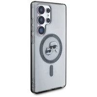 Dėklas Karl Lagerfeld Button Karl & Choupette Heads Printed Logo Magnetinis Samsung Galaxy S25 Ultra juodas