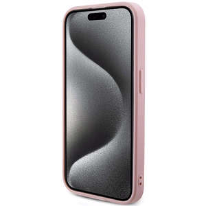Guess Saffiano Iridescent Script dėklas telefonui iPhone 14 Pro Max - rožinis