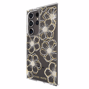 Case-Mate Floral Gems dėklas, skirtas Samsung Galaxy S24 Ultra, aukso spalvos