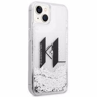 Karl Lagerfeld Liquid Glitter Big KL dėklas telefonui iPhone 14 - sidabrinis
