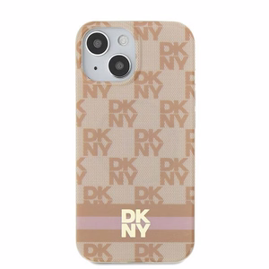 DKNY IML languotas mono raštas ir spausdintos juostelės Magnetinis dėklas iPhone 15 / 14 / 13 - rožinė