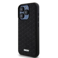 DKNY 3D Guminis dėklas su pasikartojančiu raštu iPhone 15 Pro Max - juodas