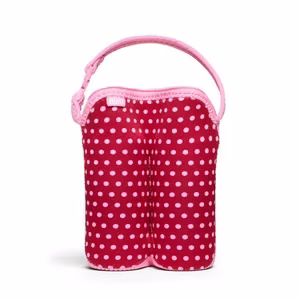 BUILT Bottle Buddy izoterminis neopreno krepšys dviem buteliukams, Baby Pink Mini Dots