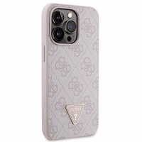 Guess GUHCP13LP4TDSCPP dėklas iPhone 13 Pro / 13 - rožinis kryžminis 4G metalinis logotipas
