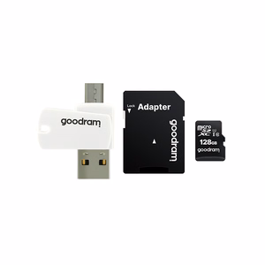 Картридер GoodRam USB A + Micro USB ALL IN ONE M1A4 + карта памяти micro SD 128GB с адаптером SD