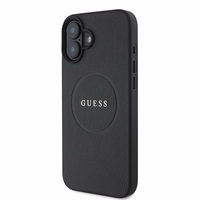 Dėklas telefonui Guess Grūdėtas auksinis žiedas MagSafe iPhone 16 Plus - juodas