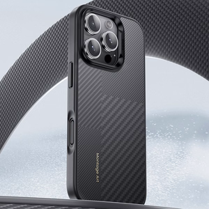 Benks Montage magnetinis Armor Pro Kevlar dėklas su metaliniu rėmeliu 600D+1500D Iphone 16 Plus telefonui juodas