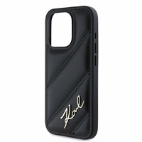 Karl Lagerfeld Diagonal Quilted Script dėklas telefonui iPhone 15 Pro Max - juoda