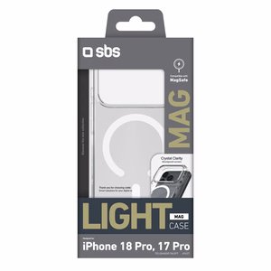 SBS Light Mag dėklas, skirtas iPhone 18 Pro / 17 Pro, suderinamas su MagSafe – skaidrus