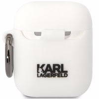 Karl Lagerfeld KLACA2SILKCW AirPods 1/2 dėklas baltas/baltas Silikoninis Karl & Choupette