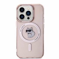 Karl Lagerfeld IML Choupette Magnetinis dėklas iPhone 14 Pro - rožinis