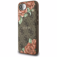 Guess 4G Flowers Print Magnetinis dėklas telefonui iPhone 16e - rudas