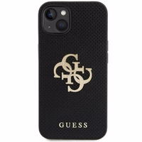 Guess Odinis perforuotas 4G Blizgantis logotipas dėklas iPhone 15 - juodas