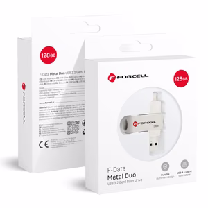 Pendrive 128GB USB 3.2 Gen 1 (USB A / USB C) Forcell F-Data Metal Duo silver