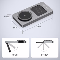 "Blavec" indukcinis įkroviklis BQI-05 Qi 15W magnetinis "Magsafe 3 in 1 UniCharge" (BQI05-QIMS) sidabrinis