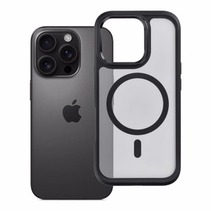 Case for iPhone 16 PRO Forcell F-Protect Smoke Hybrid Premium compatible with MagSafe black