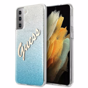Guess GUHCS21MPCUGLSBL S21+ G996 синий/синий жёсткий чехол Glitter Gradient Script
