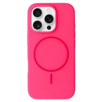 Magnetinis plonas silikoninis dėklas telefonui iPhone 17 Pro rožinis