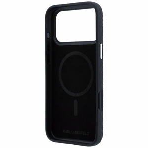 Dėklas Karl Lagerfeld PU Grained Allover Semi Wrap MagSafe Apple iPhone 18 Pro Max juodas