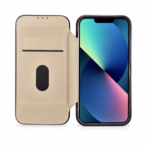 iCarer CE Oil Wax Premium odinis folio dėklas iPhone 14 Plus Magnetinis atverčiamas dėklas su MagSafe Juodas (AKI14220707-BK)
