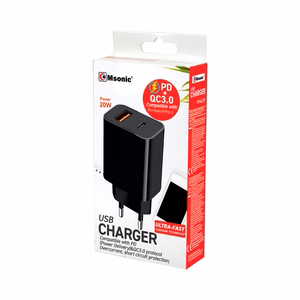 MSONIC tinklo įkroviklis USB+USB-C 20W QC3.0 PD MY6635K