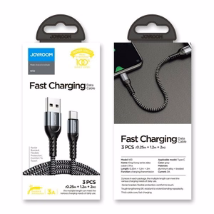 USB laidas Joyroom N10 raudonas Lightning (rinkinys 3 vnt.: 25cm / 120cm / 200cm)